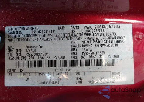 2013 Ford C-Max Hybrid Se из США, поврежденный, VIN 1FADP5AU3DL549990